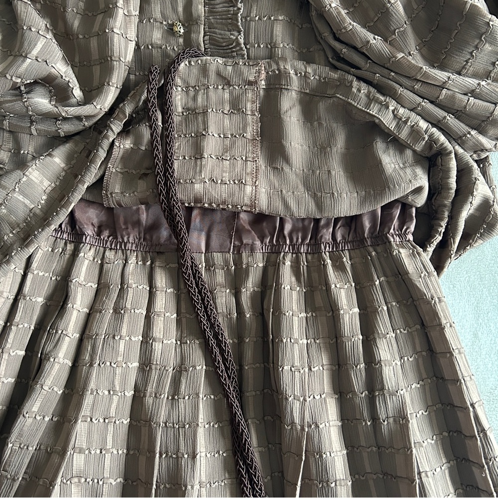 Vintage Plaid Golden Double Layer MIDI Dress - Picture 8 of 10